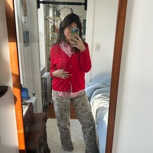 Lands' End Red Women's Cardigan